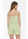 Trendyol Mint Lace Detailed Flamed Cotton Woven Pajamas Set