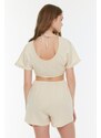 Trendyol Stone Window/Cut-Out Detailed Knitted Jumpsuit