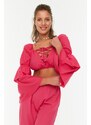 Trendyol Pink Long Sleeve Tie Detail Beach Blouse