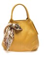 Dámská kožená Tote kabelka Carla Ferreri se šátkem - Hořčicová Žlutá