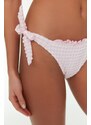 Trendyol prášek Gingham Textured Ruffle Regular Bikini Bottom