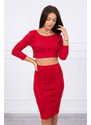 MladaModa Komplet sukně a crop-topu model 9084 červený