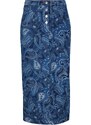 bonprix Džínová sukně s potiskem Modrá