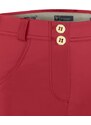 Koženkové kalhoty Freddy Wr.Up - Normální Pas - Skinny - Červené