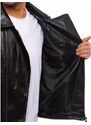 Dstreet Kožená pánská bunda černé barvy s prošíváním