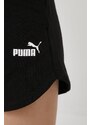 Kraťasy Puma Essentials dámské, černá barva, hladké, high waist, 848339