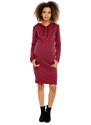 ProMamku Těhotenské a kojící šaty s kapucí v bordó barvě