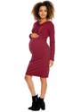 ProMamku Těhotenské a kojící šaty s kapucí v bordó barvě