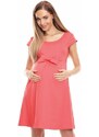 ProMamku Elegantní rozšířené šaty s mašlí v korálové barvě pro těhotné