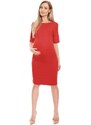 ProMamku Těhotenské šaty s 1/2 rukávem a řasením po boku v červené barvě