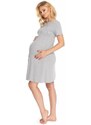 ProMamku Těhotenská a kojící noční košile s dětskými nohama na břiše v šedé barvě