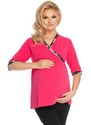 ProMamku Růžové těhotenské a kojící pyžamo s legínami s břišním panelem