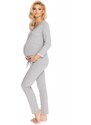 ProMamku Těhotenské a kojící pyžamo s kalhotami s břišním panelem v šedé barvě