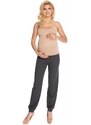 ProMamku Těhotenské tepláky volného střihu s břišní panelem v tmavošedé barvě