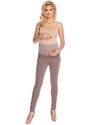 ProMamku Cappuccinové těhotenské kalhoty úzkého střihu s břišním panelem