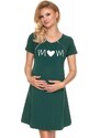 ProMamku Zelená těhotenská a kojící noční košile se srdíčkem