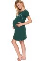 ProMamku Zelená těhotenská a kojící noční košile se srdíčkem