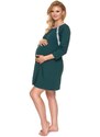 ProMamku Zelená těhotenská a kojící košile na zapínání po zadní délce