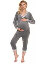 ProMamku Tmavě šedá velurová souprava na spaní pro těhotné