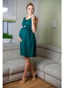 ProMamku Zelená těhotenská a kojící noční košilka s mašličkou
