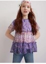 Světle fialové holčičí květované tričko Desigual Helm - Holky