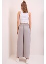 Trend Alaçatı Stili Women's Gray Elastic Waist, Comfortable Cut Aerobin Pants for Women