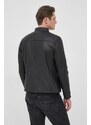 Kožená bunda Michael Kors pánská, černá barva, přechodná