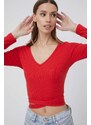 Tričko s dlouhým rukávem Pepe Jeans Catherine dámská, červená barva