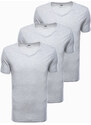 Ombre Clothing Bavlněná trička V-NECK 3-pack - šedá melanž V10 Z29