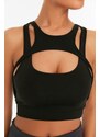 Trendyol Black Support/Shaping Barter Neck Knitted Sports Bra