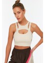 Trendyol Beige Support/Shaping Barter Neck Knitted Sports Bra