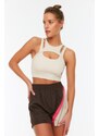 Trendyol Beige Support/Shaping Barter Neck Knitted Sports Bra