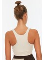 Trendyol Beige Support/Shaping Barter Neck Knitted Sports Bra