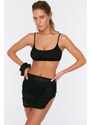 Trendyol Black Mini Knitted Pleated Mesh Pareo