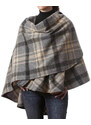 Ruana / pončo z jehněčí vlny Grey Beige Check - John Hanly