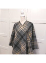Ruana / pončo z jehněčí vlny Grey Beige Check - John Hanly