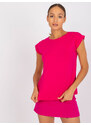 BASIC FEEL GOOD Růžové dámské tričko s krátkými rukávy -fuchsia Tmavě růžová