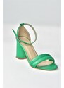Fox Shoes Green Single Strap Women's Thick Heeled Shoes