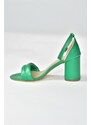 Fox Shoes Green Single Strap Women's Thick Heeled Shoes