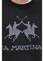 Bavlněná mikina La Martina pánská, černá barva, s aplikací