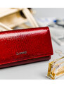 Dlouhá, lakovaná dámská peněženka z přírodní kůže - Lorenti - červená