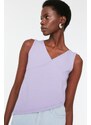 Trendyol Lilac Asymmetric Ribbed Knitted Undershirt