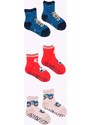 Yoclub Kids's Boys' Cotton Socks Anti Slip ABS Patterns Colours 3-pack SKA-0109C-AA3A-003