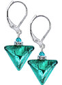 Dámske Náušnice Green Triangle s ryzím stříbrem v perlách Lampglas - /