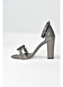 Fox Shoes Platinum Thick Heeled Women's Evening Dress Shoes