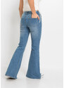 bonprix Široké džíny s knoflíkovou légou z organické bavlny Modrá