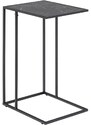 Scandi Černý kovový odkládací stolek s mramorovým dekorem Rowan 43 x 35 cm