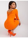RUE PARIS Oranžové přiléhavé mini šaty s krajkou na zádech -orange Oranžová
