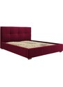 Vínově červená sametová postel MICADONI SAGE 180 x 200 cm