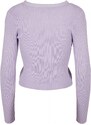 URBAN CLASSICS Ladies Short Rib Knit Cardigan - lilac